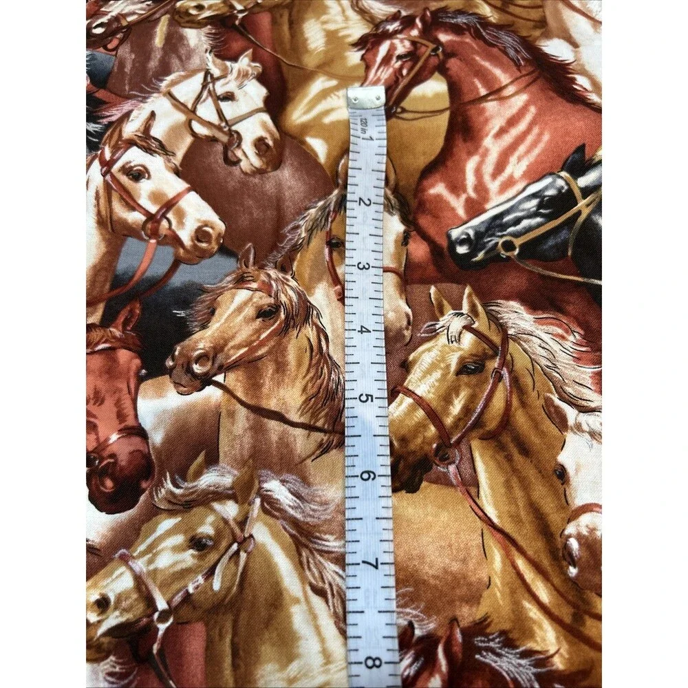Blank Quilting Packed Horse Stampede Brown Cotton Fabric 21
